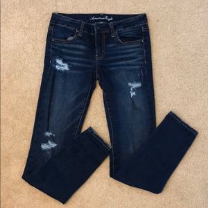 American Eagle AE Dark Wash Distressed Jeggings